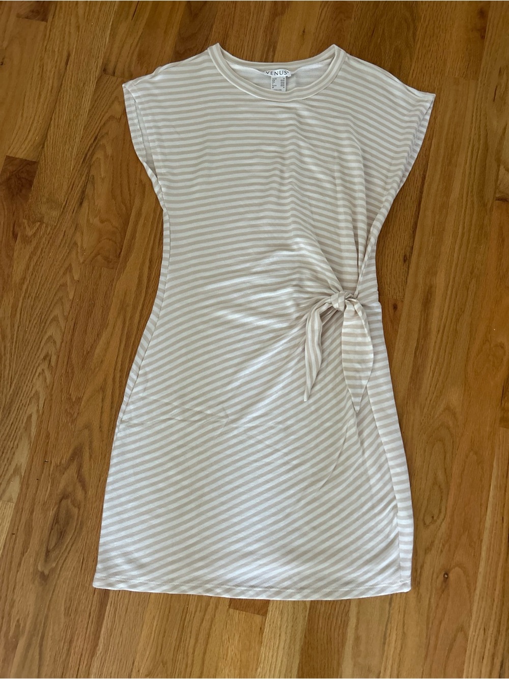 VENUS Beige and White Striped Mini Dress -Like New
